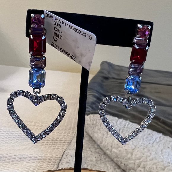NWT DANNIJO Ruby Heart Earrings - Picture 3 of 4